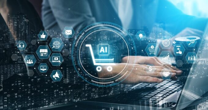 Illustrazione sulla visibilità nell'e-commerce con AI