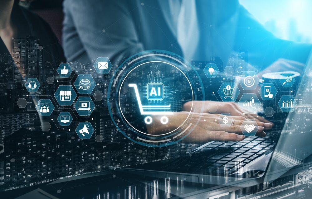 Illustrazione sulla visibilità nell'e-commerce con AI