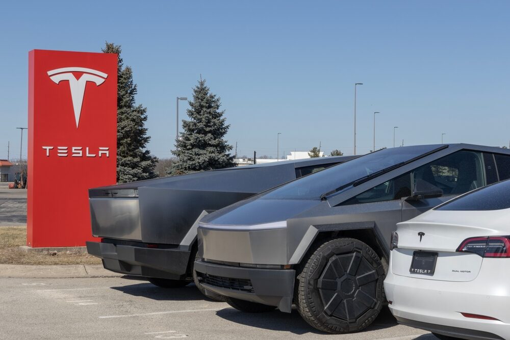 Elon Musk e il logo di Tesla e SpaceX